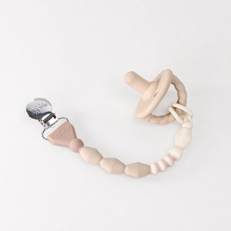 slide 3 of 5, Itzy Ritzy Beaded Pacifier Clip - Universal Fit, Silicone Holder - Toast/Ombre, 1 ct
