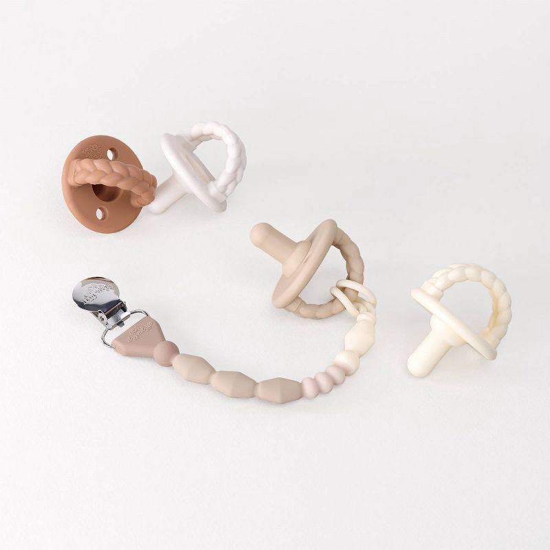 slide 4 of 5, Itzy Ritzy Beaded Pacifier Clip - Universal Fit, Silicone Holder - Toast/Ombre, 1 ct