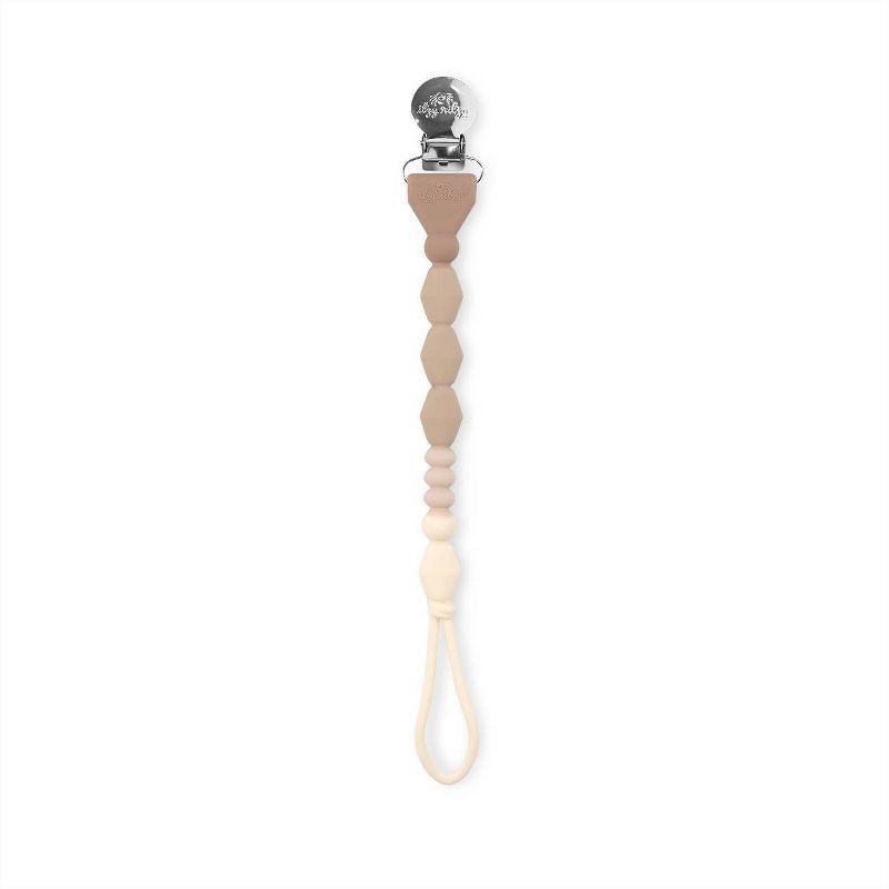 slide 1 of 5, Itzy Ritzy Beaded Pacifier Clip - Universal Fit, Silicone Holder - Toast/Ombre, 1 ct