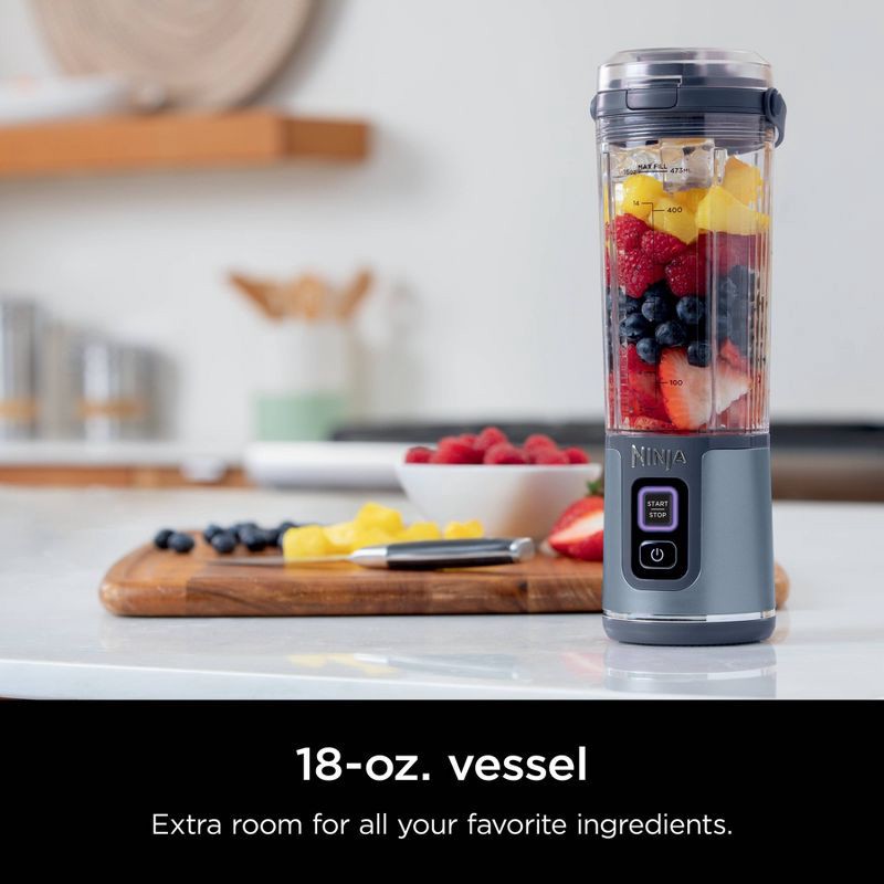 slide 3 of 12, Ninja Blast 18oz Portable Blender Denim Blue: Cordless Personal Smoothie Blender, Stainless Steel Blades, Dishwasher-Safe, 18 oz