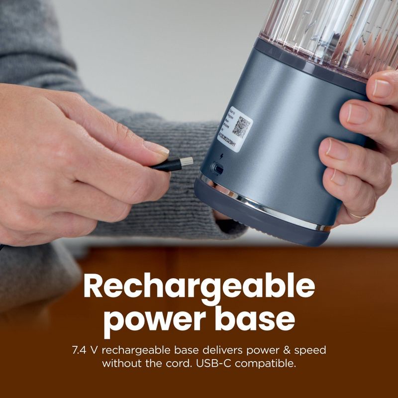 slide 9 of 13, Ninja Blast 18oz Portable Blender Denim Blue: Cordless Personal Smoothie Blender, Stainless Steel Blades, Dishwasher-Safe, 18 oz