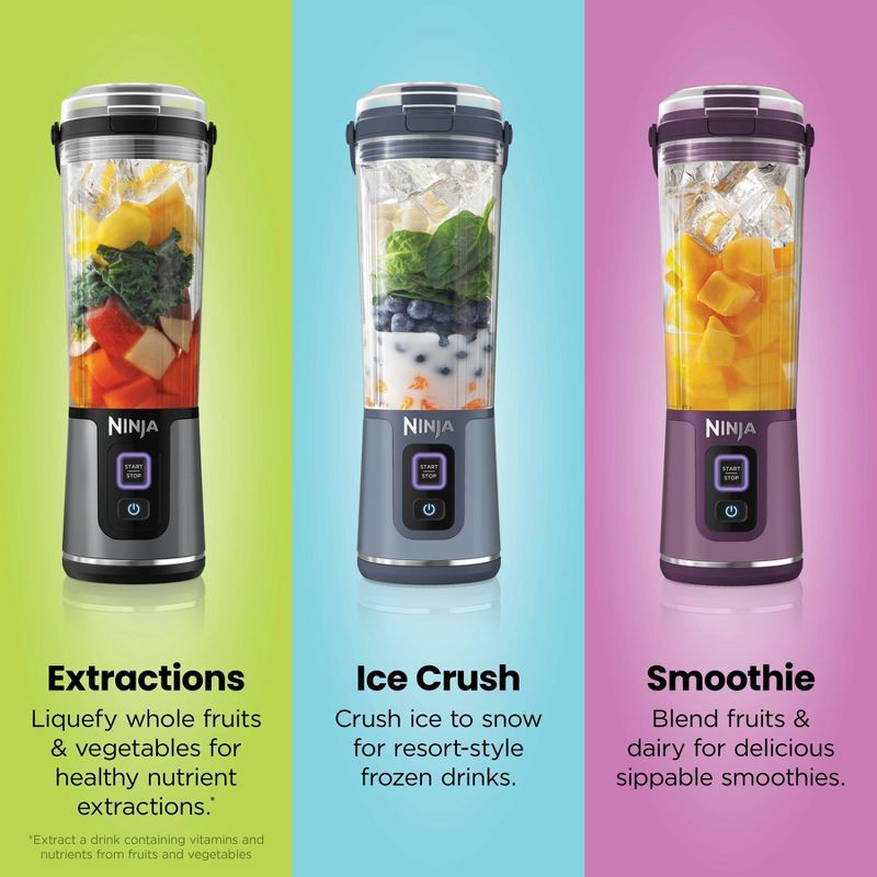 slide 11 of 13, Ninja Blast 18oz Portable Blender Denim Blue: Cordless Personal Smoothie Blender, Stainless Steel Blades, Dishwasher-Safe, 18 oz