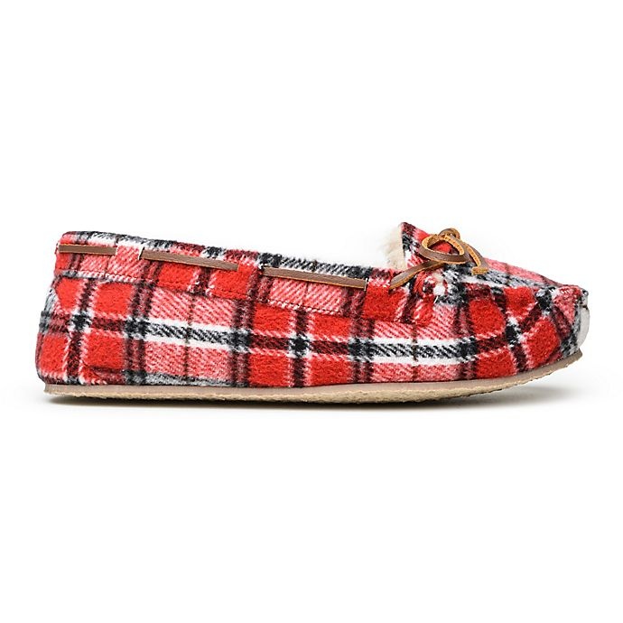 slide 3 of 5, Minnetonka Cally Plaid Women's Size 7 Slippers - Red, 1 ct