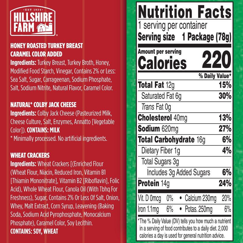 slide 6 of 10, Hillshire Farm Snack Kits Honey Turkey & Colby Jack - 2.76oz, 2.76 oz