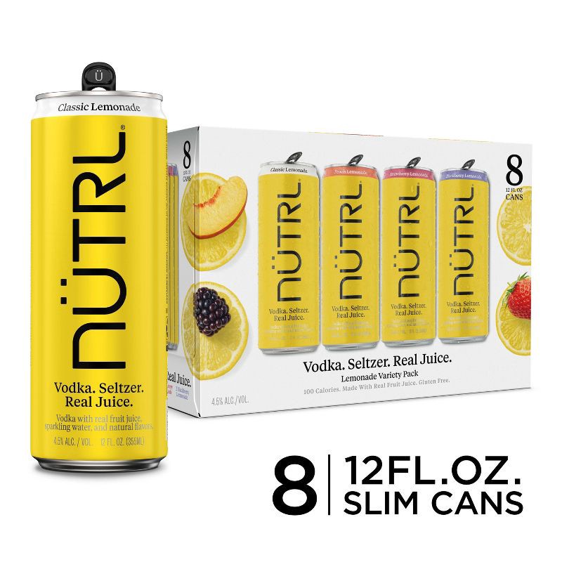 slide 12 of 15, Nutrl Lemonade Variety Pack - 8pk/355ml Cans, 8 ct, 355 ml