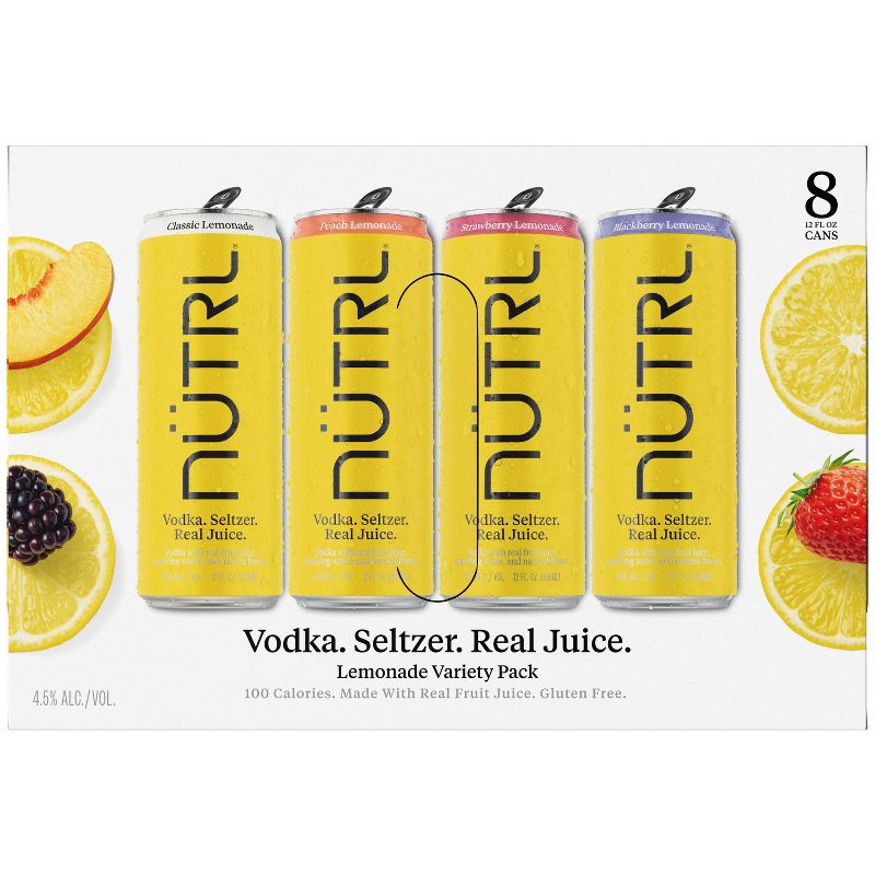 slide 4 of 13, Nutrl Lemonade Variety Pack - 8pk/355ml Cans, 8 ct, 355 ml