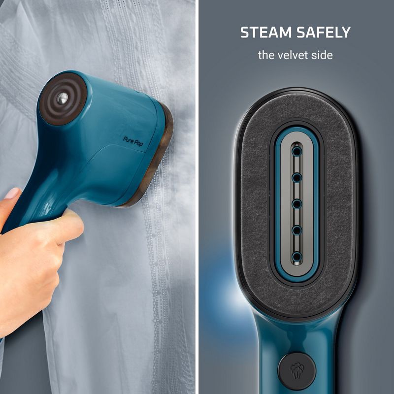 slide 4 of 12, Rowenta Handheld Garment Steamer for Clothes Pure Pop Blue: Travel-Size, Vertical Steam, 1150W, Detachable Water Tank, 1 ct