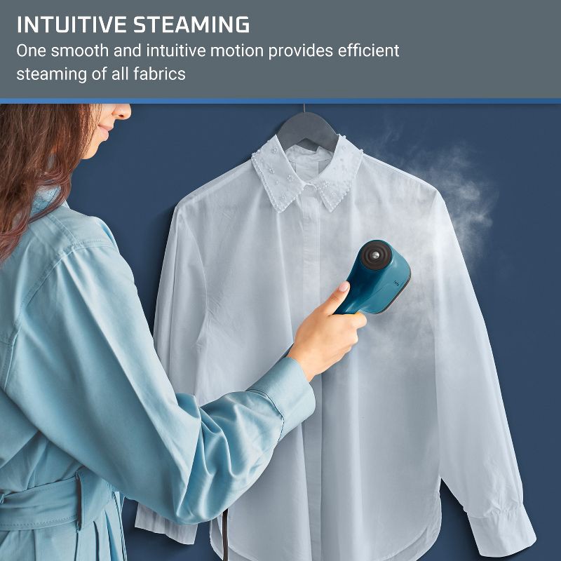 slide 6 of 11, Rowenta Handheld Garment Steamer for Clothes Pure Pop Blue: Travel-Size, Vertical Steam, 1150W, Detachable Water Tank, 1 ct