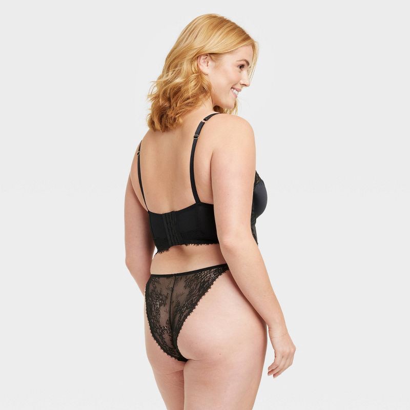 Women's Lace Back Tanga Lingerie Underwear - Auden™ Black M