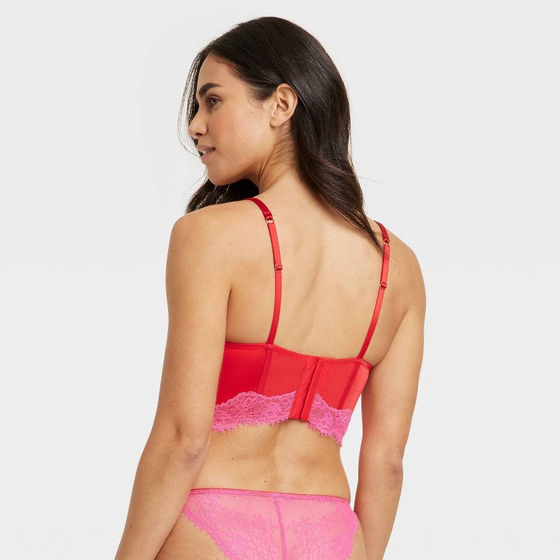 slide 2 of 7, Women's Lace Lingerie Corset - Auden Red/Pink XL, 1 ct