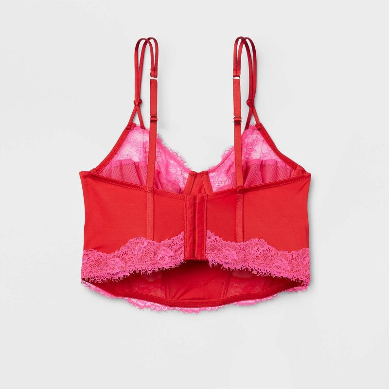 slide 6 of 7, Women's Lace Lingerie Corset - Auden Red/Pink XL, 1 ct