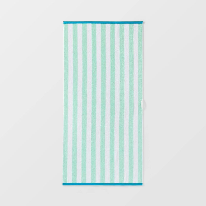 slide 3 of 4, XL Reversible Towel Green/Aqua - Sun Squad™: 100% Cotton, Lightweight, Machine Washable, Terry Construction, OEKO-TEX Certified, 1 ct