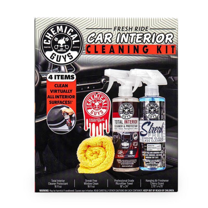 slide 12 of 12, Chemical Guys 4pc Interior Essentials: Liquid Automotive Cleaning Kit for Car Care, Scented Cleaners, 4 ct