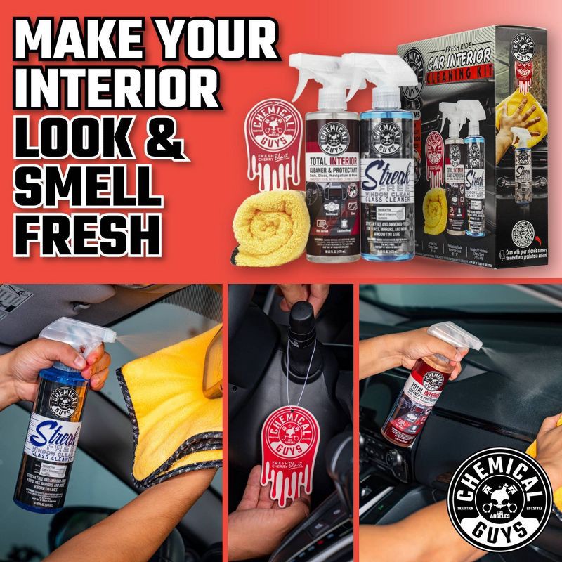 slide 10 of 12, Chemical Guys 4pc Interior Essentials: Liquid Automotive Cleaning Kit for Car Care, Scented Cleaners, 4 ct