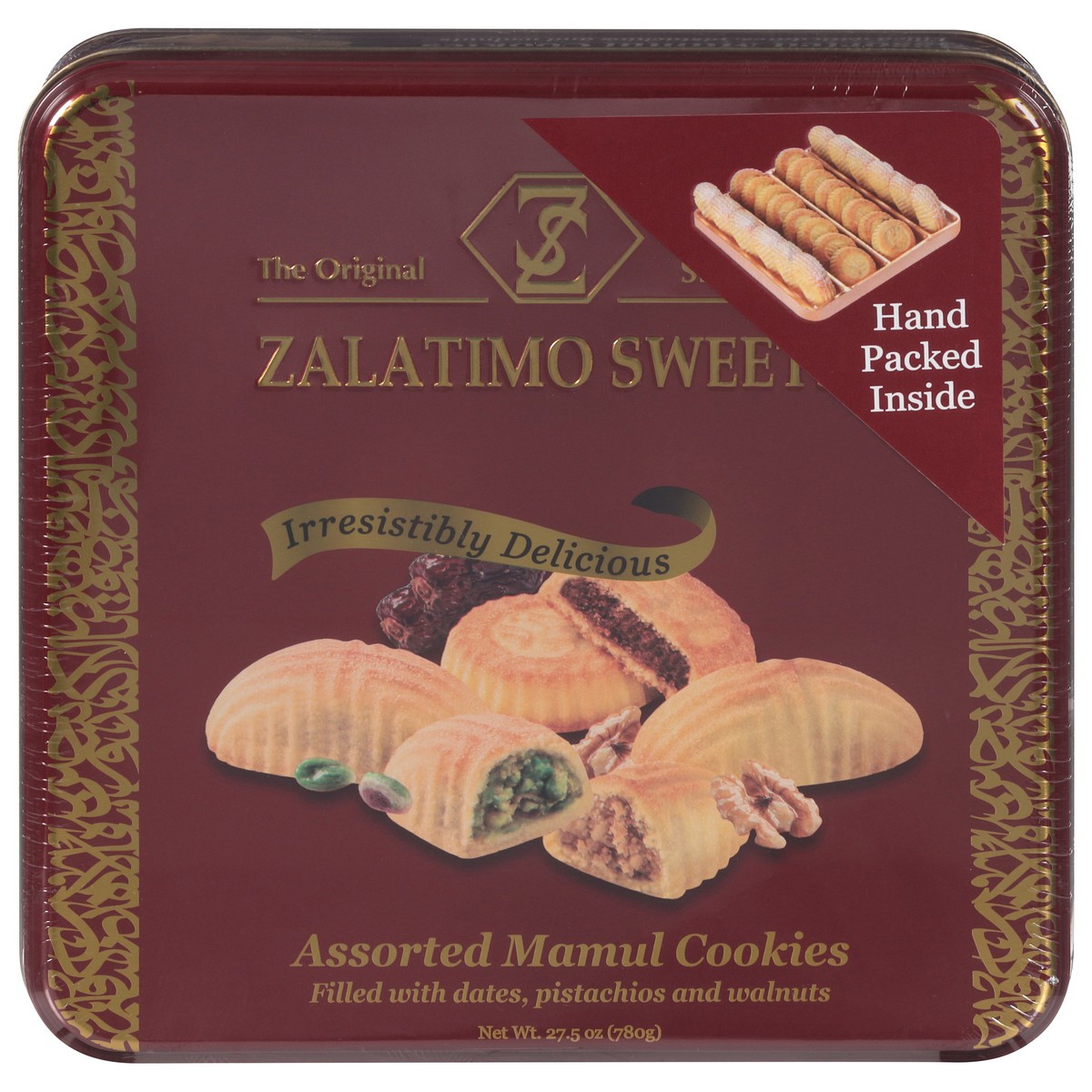 slide 10 of 13, Zalatimo Sweets Mamul Assorted Cookies 27.5 oz, 1 ct