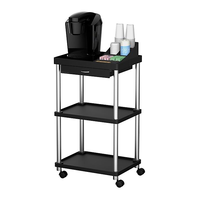 slide 3 of 10, Mind Reader 3-Tier Rolling Coffee Cart - Black, 1 ct
