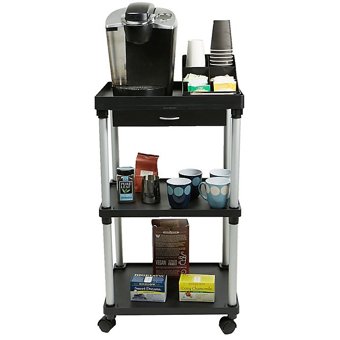 slide 8 of 10, Mind Reader 3-Tier Rolling Coffee Cart - Black, 1 ct