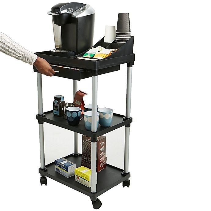 slide 9 of 10, Mind Reader 3-Tier Rolling Coffee Cart - Black, 1 ct