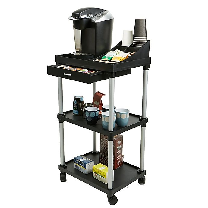 slide 10 of 10, Mind Reader 3-Tier Rolling Coffee Cart - Black, 1 ct