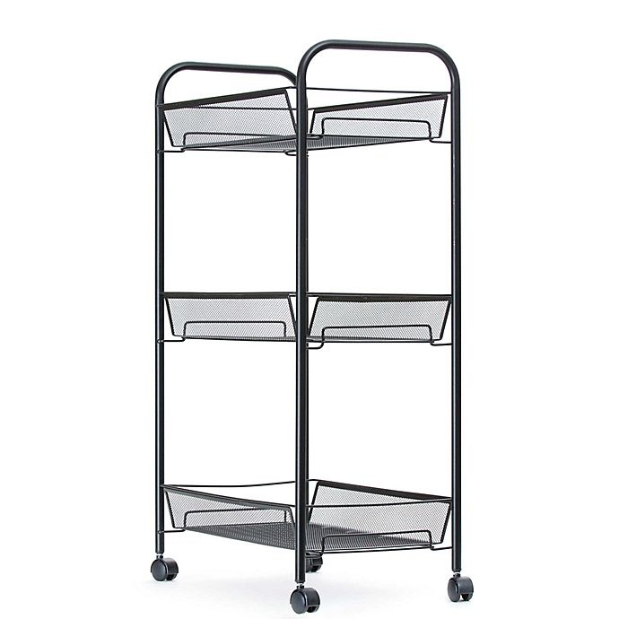 slide 5 of 7, Mind Reader 3-Shelf Metal Mesh Storage Cart - Black, 1 ct