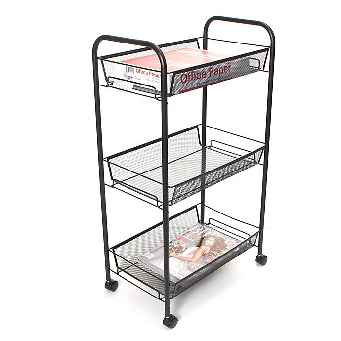 slide 6 of 7, Mind Reader 3-Shelf Metal Mesh Storage Cart - Black, 1 ct