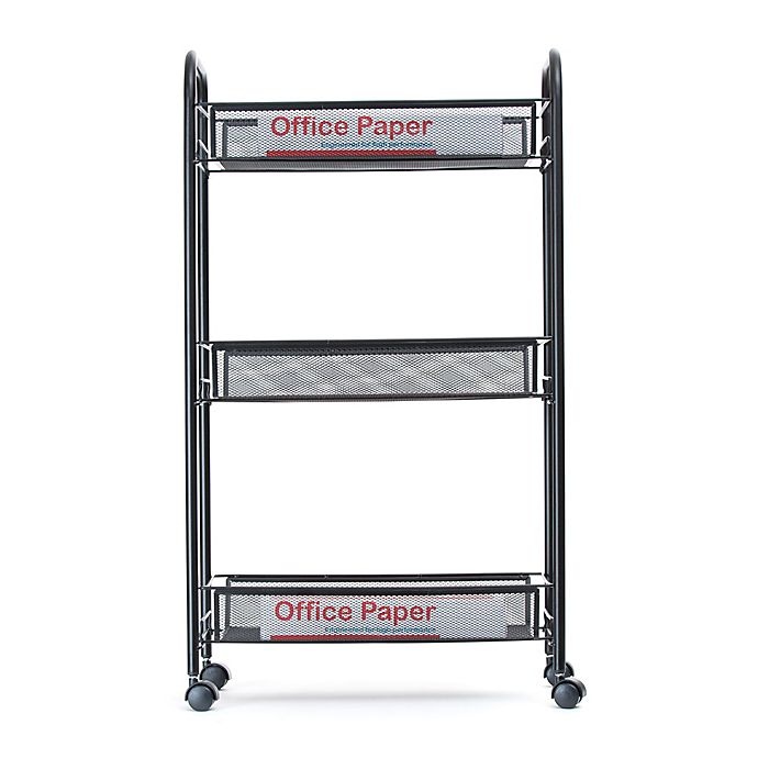 slide 7 of 7, Mind Reader 3-Shelf Metal Mesh Storage Cart - Black, 1 ct