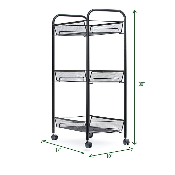 slide 4 of 7, Mind Reader 3-Shelf Metal Mesh Storage Cart - Black, 1 ct