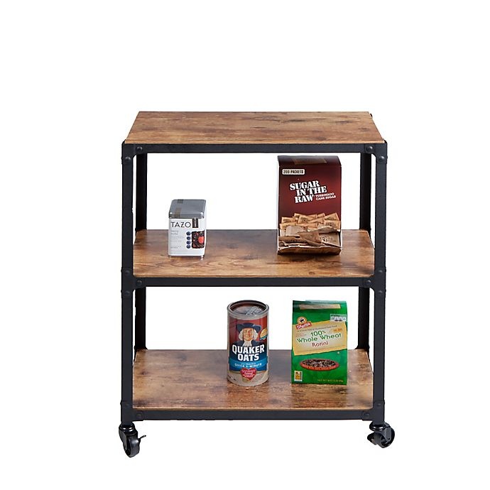 slide 3 of 7, Mind Reader Charm 3-Shelf Utility Cart - Black/Wood, 1 ct