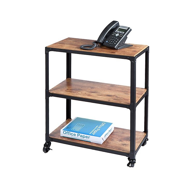 slide 2 of 7, Mind Reader Charm 3-Shelf Utility Cart - Black/Wood, 1 ct