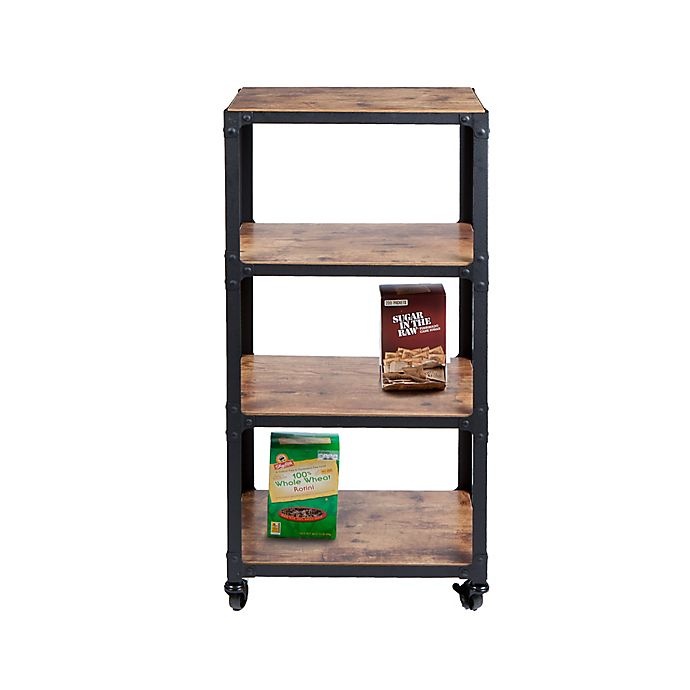 slide 3 of 7, Mind Reader Charm 4-Shelf Utility Cart - Black/Wood, 1 ct