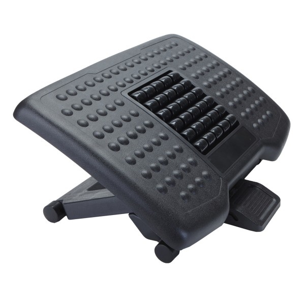 slide 5 of 7, Mind Reader Adjustable-Height Footrest, With Massage Rollers, 4-1/4"H X 14"W X 18"D, Black, 1 ct