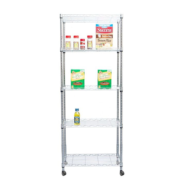 slide 2 of 6, Mind Reader 4-Tier Metal Storage Rack with Wheels - Silver, 1 ct