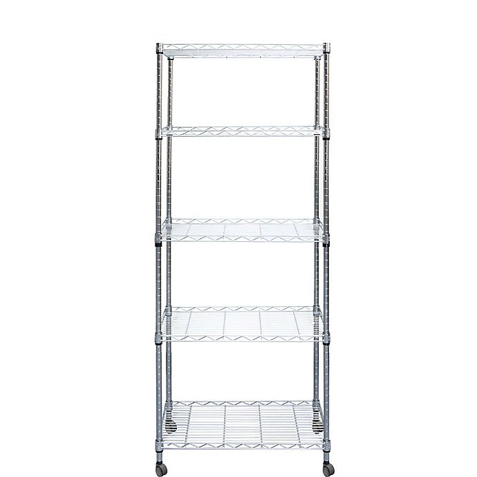 slide 3 of 6, Mind Reader 4-Tier Metal Storage Rack with Wheels - Silver, 1 ct