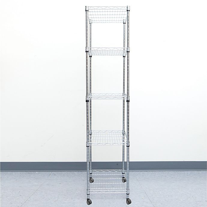 slide 4 of 6, Mind Reader 4-Tier Metal Storage Rack with Wheels - Silver, 1 ct