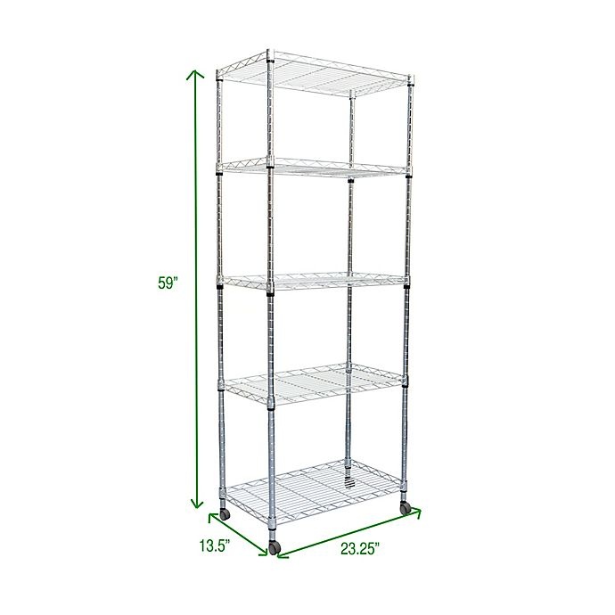 slide 6 of 6, Mind Reader 4-Tier Metal Storage Rack with Wheels - Silver, 1 ct