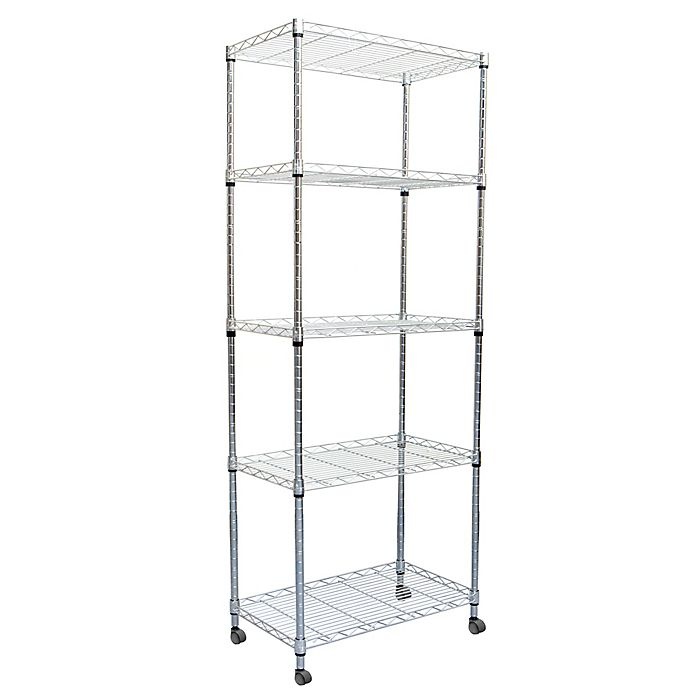 slide 1 of 6, Mind Reader 4-Tier Metal Storage Rack with Wheels - Silver, 1 ct