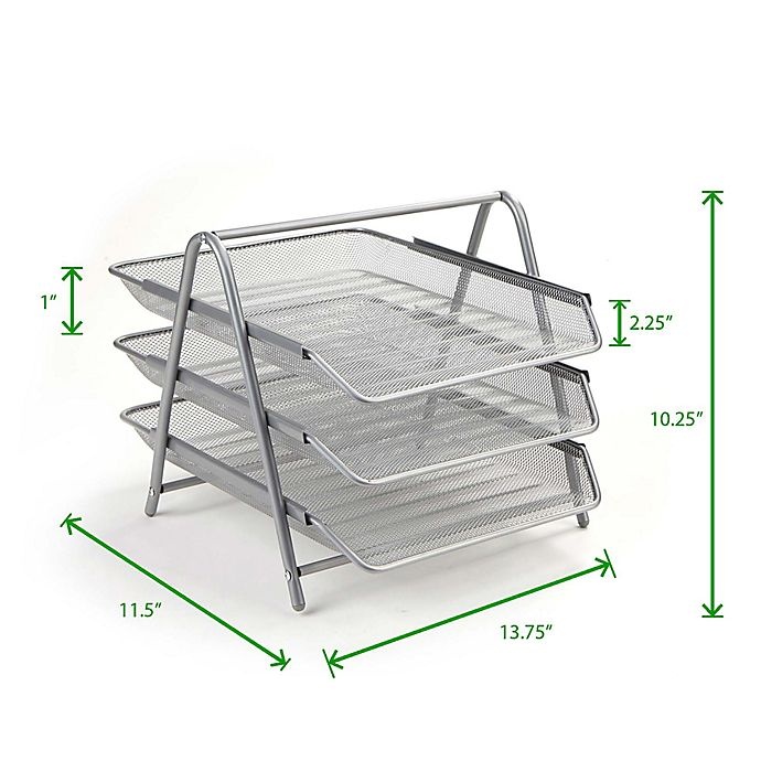 slide 4 of 7, Mind Reader 3-Tier Mesh Paper DeskOrganizer - Silver, 1 ct