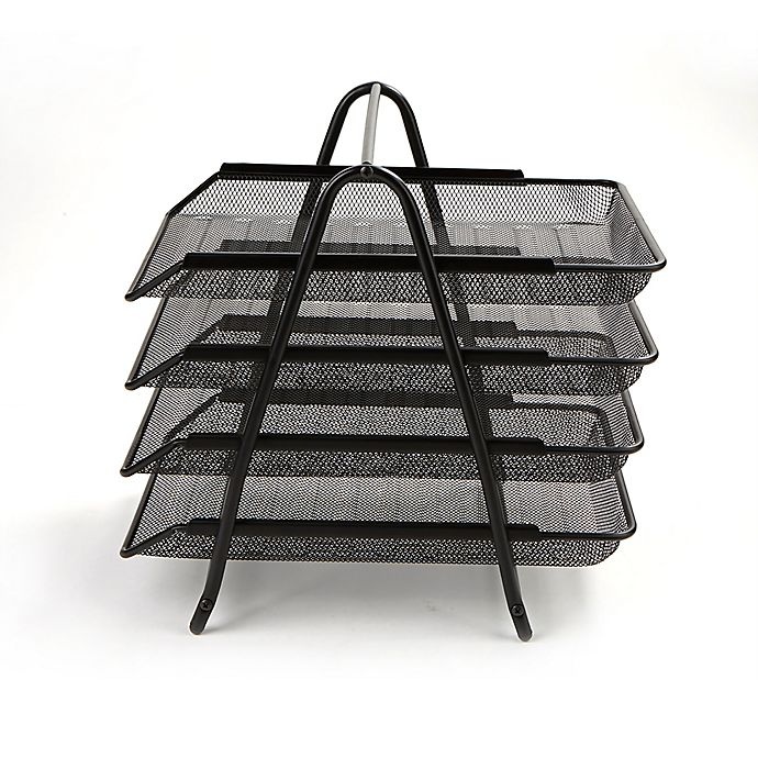 slide 2 of 7, Mind Reader 4-Tier Mesh Paper Tray Desk Organizer - Black, 1 ct