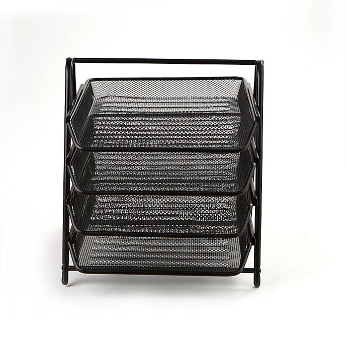 slide 3 of 7, Mind Reader 4-Tier Mesh Paper Tray Desk Organizer - Black, 1 ct