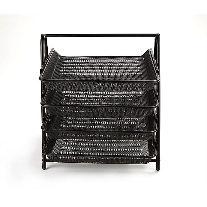 slide 4 of 7, Mind Reader 4-Tier Mesh Paper Tray Desk Organizer - Black, 1 ct