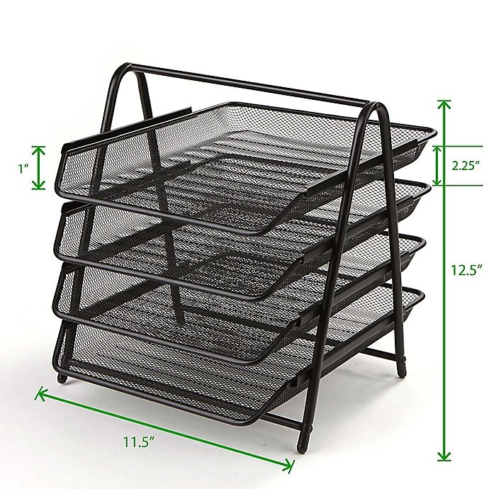 slide 7 of 7, Mind Reader 4-Tier Mesh Paper Tray Desk Organizer - Black, 1 ct