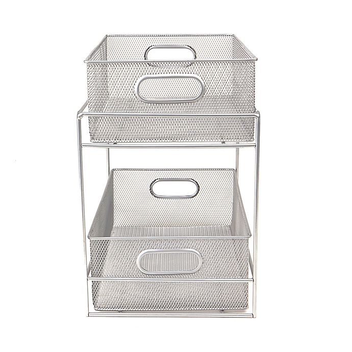 slide 6 of 7, Mind Reader 2-Tier Mesh Storage Baskets - Silver, 1 ct