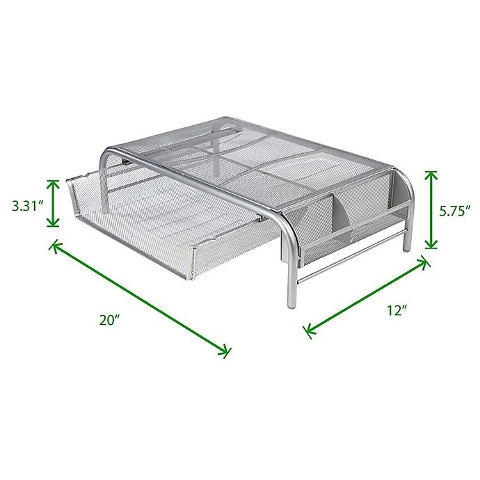 slide 7 of 7, Mind Reader Metal Mesh Monitor Stand with Drawer - Silver, 1 ct