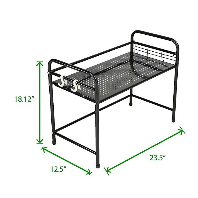 slide 7 of 7, Mind Reader Shelf Counter Unit with Hooks - Black, 1 ct