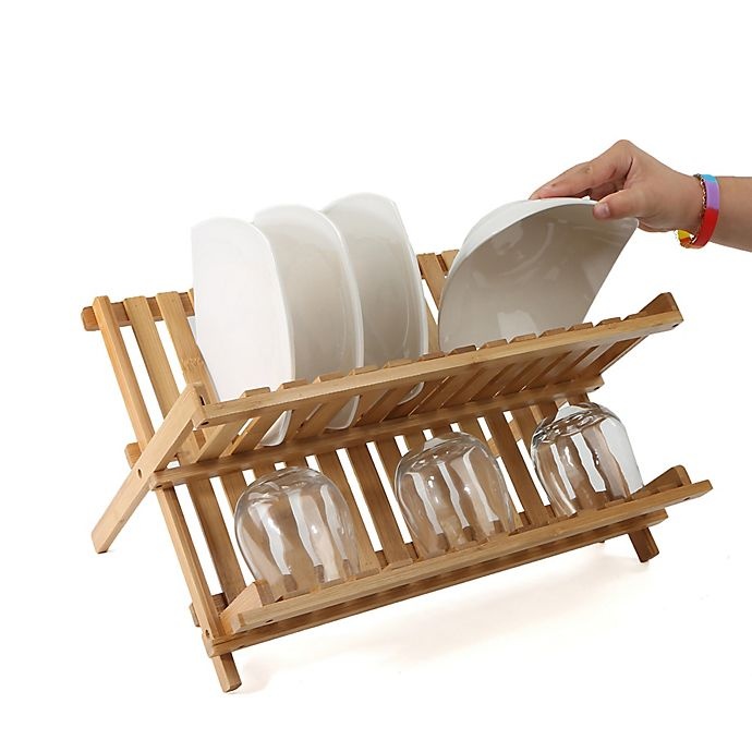 slide 2 of 7, Mind Reader Bamboo Dish Drying Rack - Brown, 1 ct