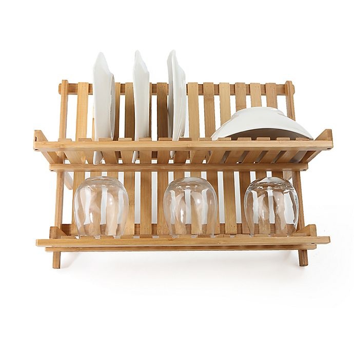 slide 3 of 7, Mind Reader Bamboo Dish Drying Rack - Brown, 1 ct