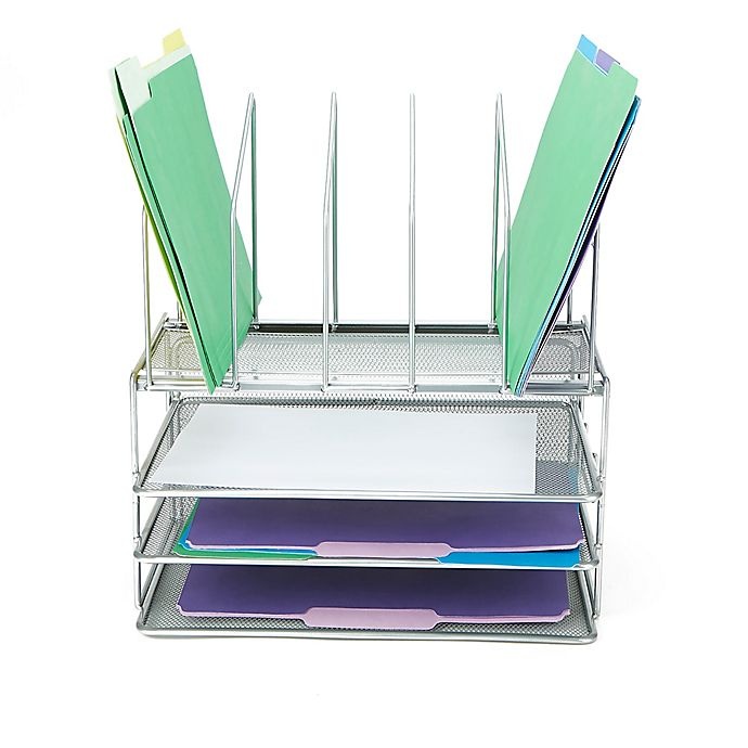 slide 3 of 7, Mind Reader 3-Tier Desk Organizer - Silver, 1 ct