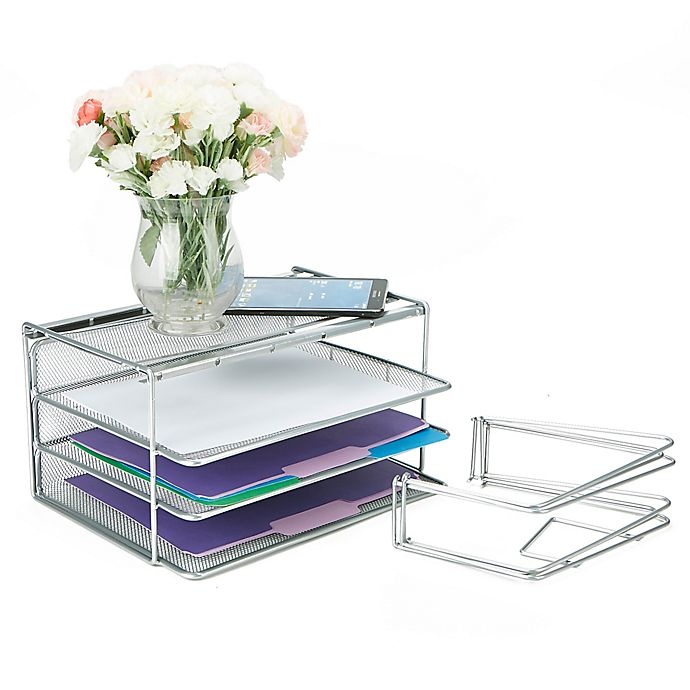 slide 4 of 7, Mind Reader 3-Tier Desk Organizer - Silver, 1 ct