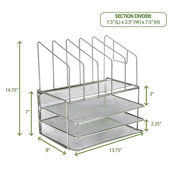 slide 7 of 7, Mind Reader 3-Tier Desk Organizer - Silver, 1 ct