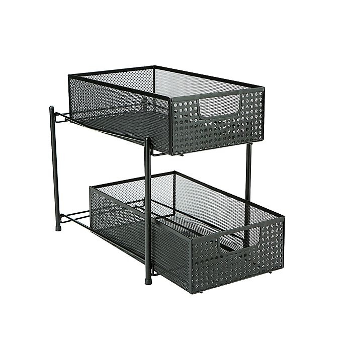 slide 4 of 7, Mind Reader 2-Tier Storage Basket Organizer - Black, 1 ct